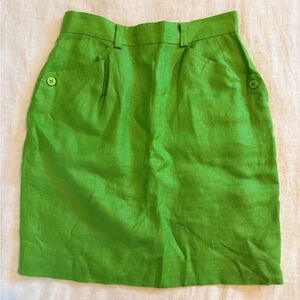 Anne Klein lime green mini Pencil Skirt with Buttoned Pockets